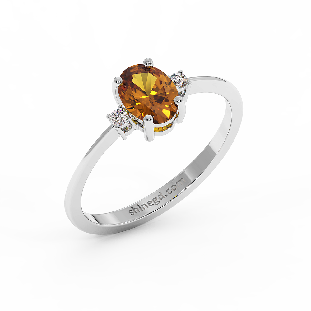 18K Gold Diamond Citrine Ring